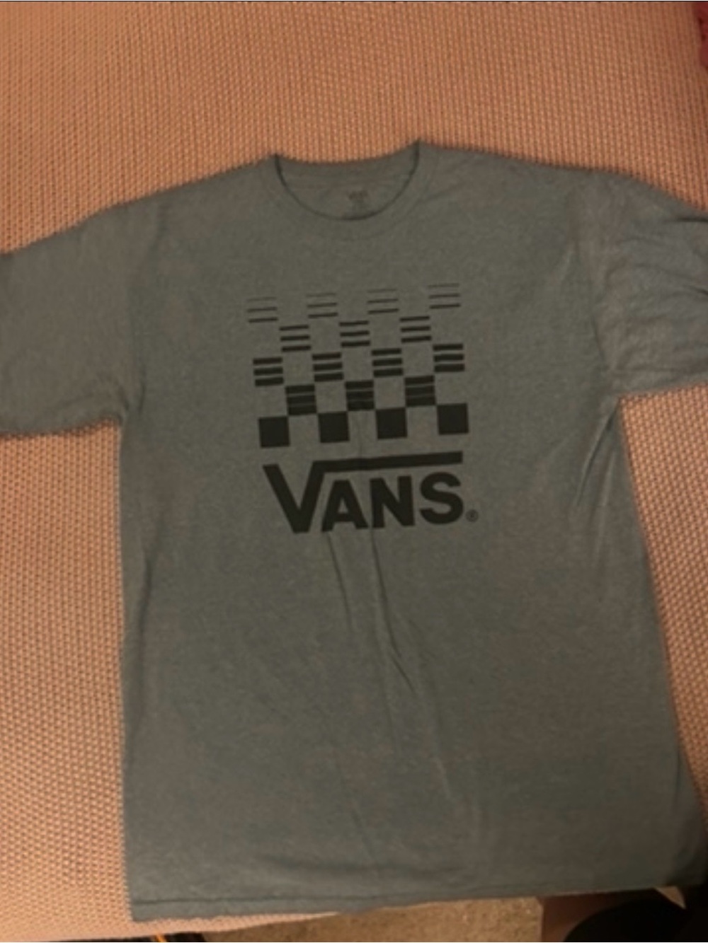 Vans Men’s Large Gray Checkerboard Graphic Logo T-Shirt Skate Streetwear